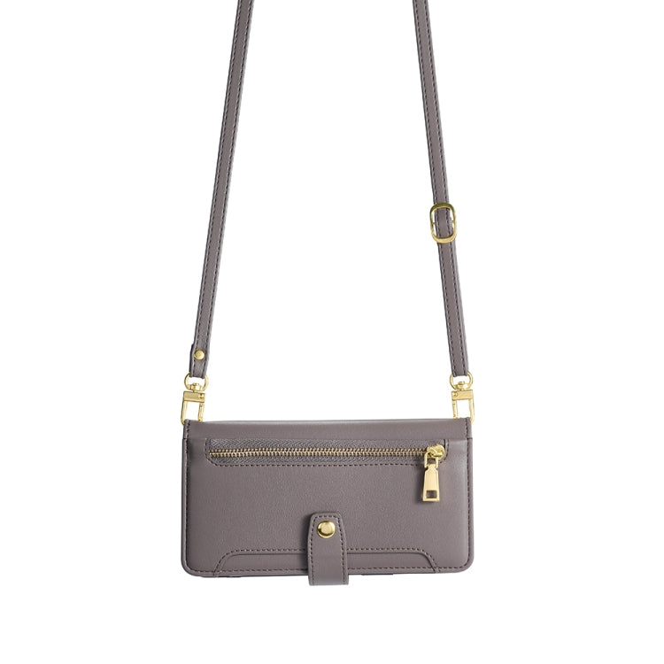 For Nokia G22 Sheep Texture Cross-body Zipper Wallet Leather Phone Case(Grey) - Nokia Cases by PMC TechLife | Online Shopping South Africa | PMC TechLife | Buy Now Pay Later Mobicred