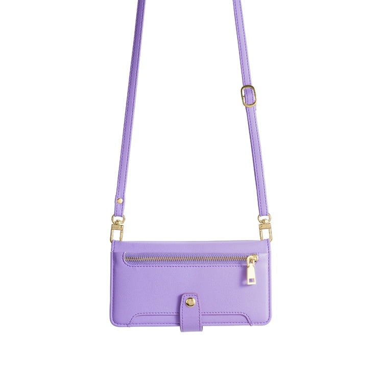 For Honor Magic5 Pro Sheep Texture Cross-body Zipper Wallet Leather Phone Case(Purple) - Honor Cases by PMC TechLife | Online Shopping South Africa | PMC TechLife | Buy Now Pay Later Mobicred