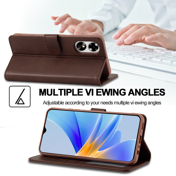 For OPPO A78 5G Global LC.IMEEKE Calf Texture Horizontal Flip Leather Case(Brown) - OPPO Cases by LC.IMEEKE | Online Shopping South Africa | PMC TechLife | Buy Now Pay Later Mobicred