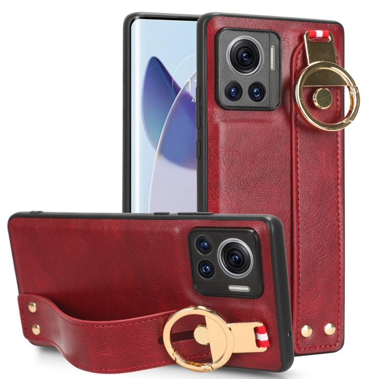 For Motorola Edge 30 Ultra Wristband Leather Back Phone Case(Red) - Motorola Cases by PMC Jewellery | Online Shopping South Africa | PMC Jewellery