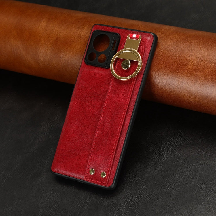 For Motorola Edge 30 Ultra Wristband Leather Back Phone Case(Red) - Motorola Cases by PMC Jewellery | Online Shopping South Africa | PMC Jewellery