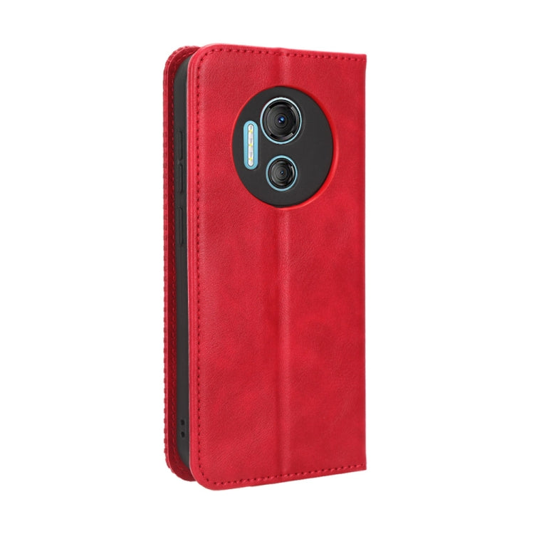 For Doogee X97 / X97 Pro Magnetic Buckle Retro Texture Leather Phone Case(Red) - Doogee Cases by PMC TechLife | Online Shopping South Africa | PMC TechLife | Buy Now Pay Later Mobicred