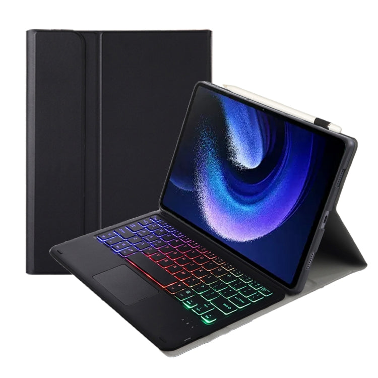 For Xiaomi Pad 6 / Pad 6 Pro A0N7-AS Lambskin Texture Ultra-thin Backlight Bluetooth Keyboard Leather Case with Touchpad(Black) - Xiaomi Keyboard by PMC TechLife | Online Shopping South Africa | PMC TechLife | Buy Now Pay Later Mobicred