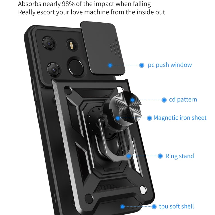 For Tecno Pop 7 Pro / Spark Go 2023 Sliding Camera Cover Design TPU+PC Protective Case(Black) - Tecno Cases by PMC TechLife | Online Shopping South Africa | PMC TechLife | Buy Now Pay Later Mobicred