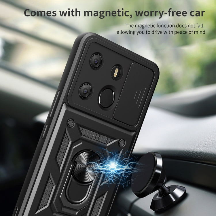 For Tecno Pop 7 Pro / Spark Go 2023 Sliding Camera Cover Design TPU+PC Protective Case(Black) - Tecno Cases by PMC TechLife | Online Shopping South Africa | PMC TechLife | Buy Now Pay Later Mobicred