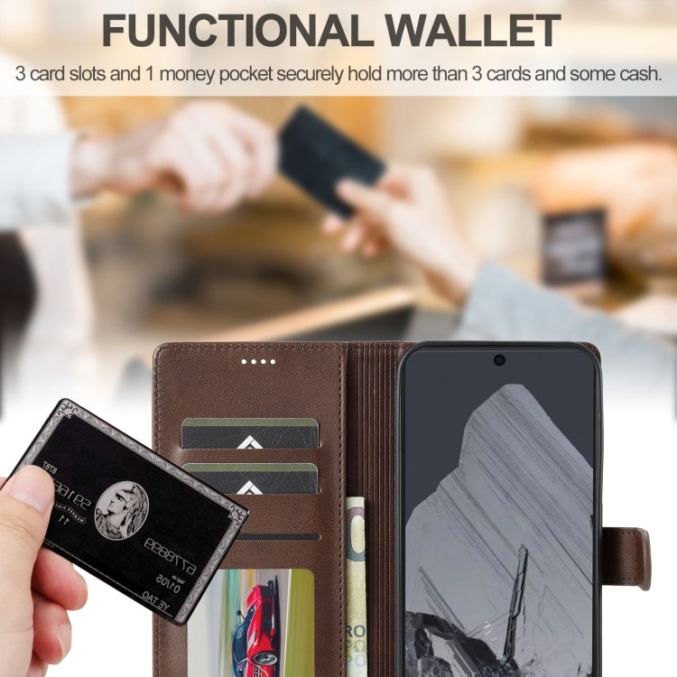 For Google Pixel 9 Pro XL LC.IMEEKE Calf Texture Flip Leather Phone Case(Brown) - free shipping - PMC TechLife - Order now!