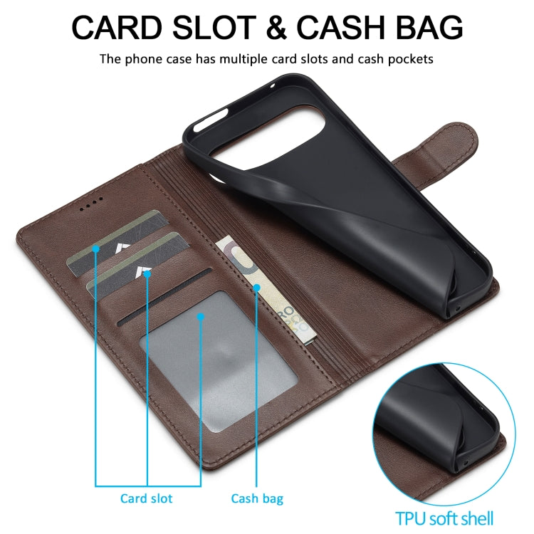 For Google Pixel 9 Pro XL LC.IMEEKE Calf Texture Flip Leather Phone Case(Brown) - free shipping - PMC TechLife - Order now!
