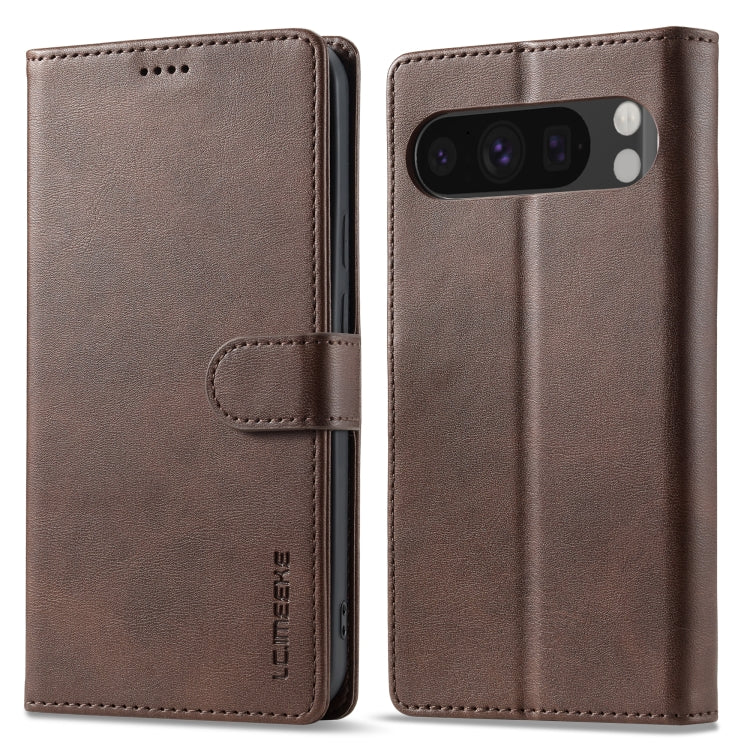 For Google Pixel 9 / 9 Pro LC.IMEEKE Calf Texture Flip Leather Phone Case(Brown) - Google Cases by LC.IMEEKE | Online Shopping South Africa | PMC TechLife | Buy Now Pay Later Mobicred