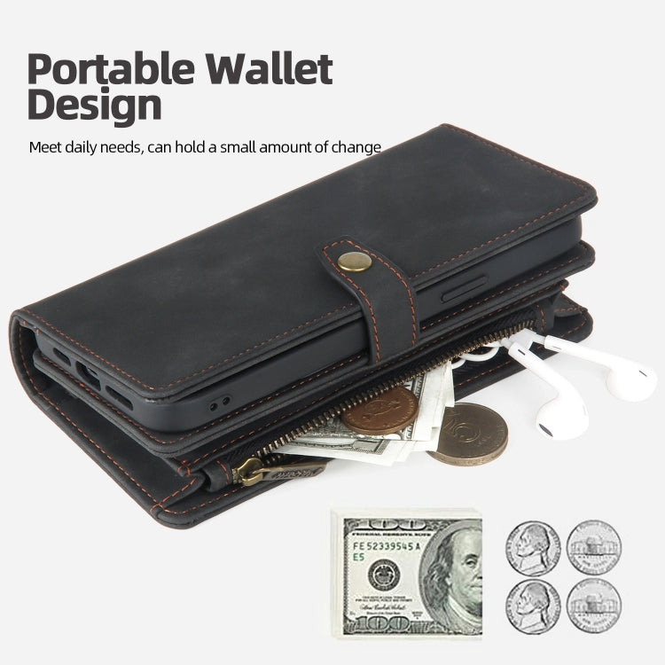 For iPhone 11 Pro Max Zipper Wallet Detachable MagSafe Leather Phone Case(Black) - iPhone 11 Pro Max Cases by PMC TechLife | Online Shopping South Africa | PMC TechLife