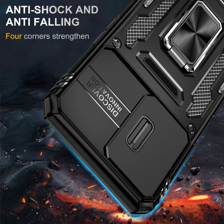 For OPPO A57 4G Armor PC + TPU Camera Shield Phone Case(Black) - OPPO Cases by PMC TechLife | Online Shopping South Africa | PMC TechLife