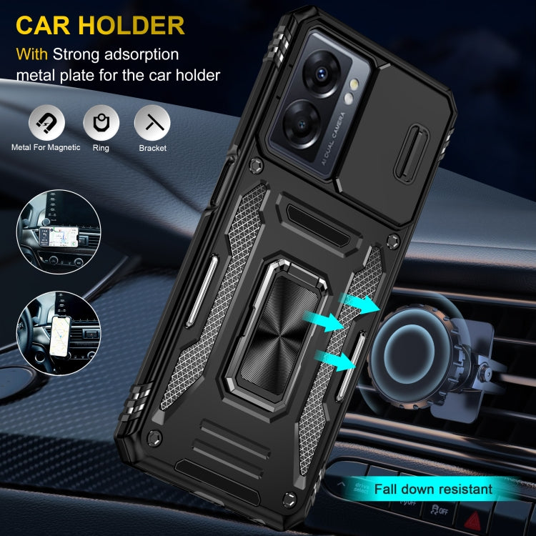 For OPPO A57 4G Armor PC + TPU Camera Shield Phone Case(Black) - OPPO Cases by PMC TechLife | Online Shopping South Africa | PMC TechLife