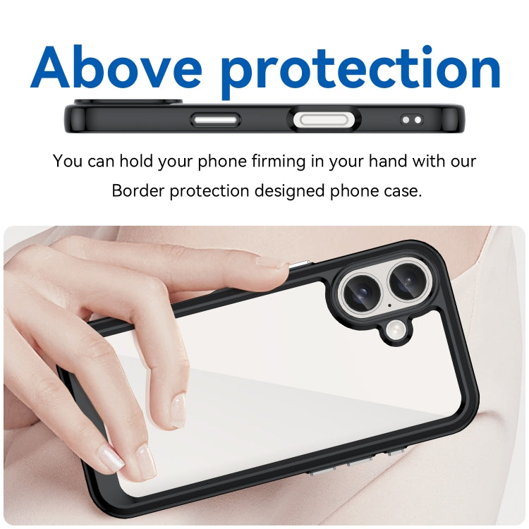 For iPhone 16 Plus Colorful Series Acrylic + TPU Phone Case(Black) - iPhone 16 Plus Cases by PMC TechLife | Online Shopping South Africa | PMC TechLife | Buy Now Pay Later Mobicred
