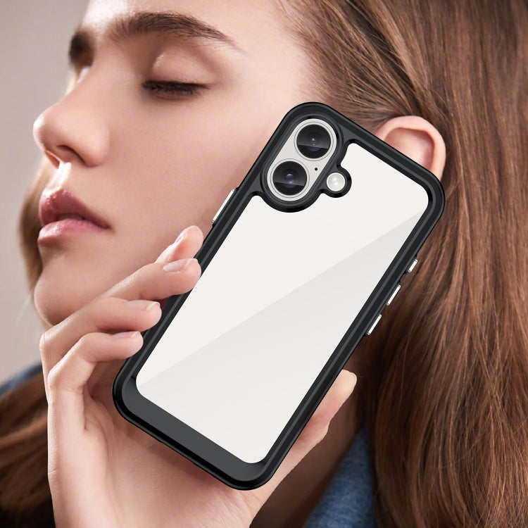 For iPhone 16 Plus Colorful Series Acrylic + TPU Phone Case(Black) - iPhone 16 Plus Cases by PMC TechLife | Online Shopping South Africa | PMC TechLife | Buy Now Pay Later Mobicred