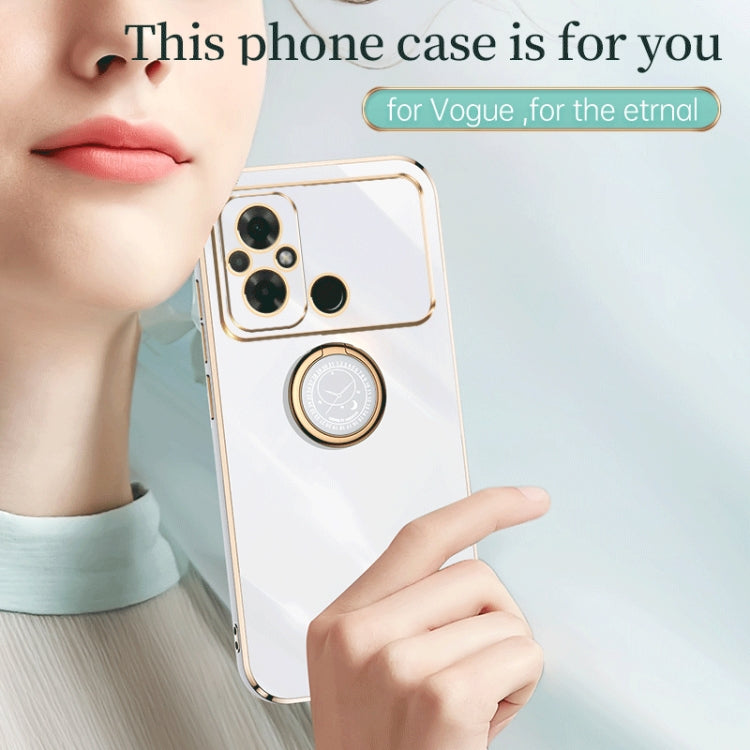 For Xiaomi Poco C55 4G XINLI Straight Edge 6D Electroplate TPU Phone Case with Ring Holder(Black) - Xiaomi Cases by XINLI | Online Shopping South Africa | PMC TechLife | Buy Now Pay Later Mobicred
