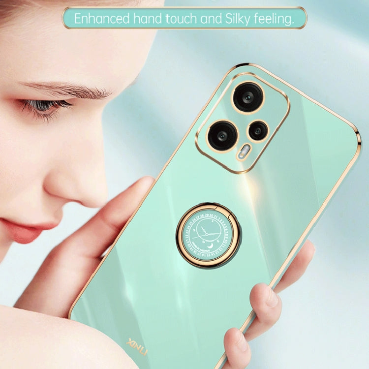 For Xiaomi Redmi Note 12 Turbo XINLI Straight Edge 6D Electroplate TPU Phone Case with Ring Holder(Celestial Blue) - Xiaomi Cases by XINLI | Online Shopping South Africa | PMC TechLife | Buy Now Pay Later Mobicred