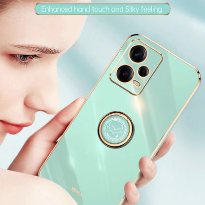 For Xiaomi Redmi Note 12 5G Global XINLI Straight Edge 6D Electroplate TPU Phone Case with Ring Holder(Mint Green) - Xiaomi Cases by XINLI | Online Shopping South Africa | PMC Jewellery | Buy Now Pay Later Mobicred