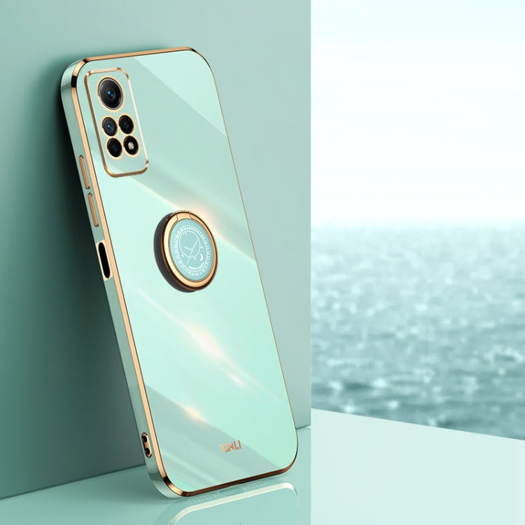 For Xiaomi Redmi Note 12 Pro 4G XINLI Straight Edge 6D Electroplate TPU Phone Case with Ring Holder(Mint Green) - Xiaomi Cases by XINLI | Online Shopping South Africa | PMC Jewellery | Buy Now Pay Later Mobicred