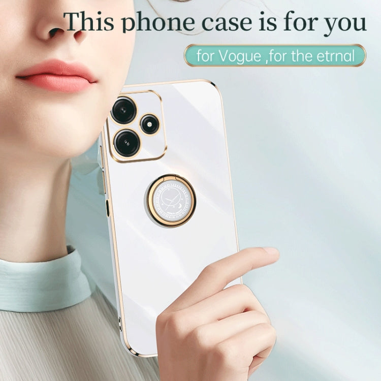 For Xiaomi Redmi Note 12R XINLI Straight Edge 6D Electroplate TPU Phone Case with Ring Holder(White) - Xiaomi Cases by XINLI | Online Shopping South Africa | PMC TechLife | Buy Now Pay Later Mobicred