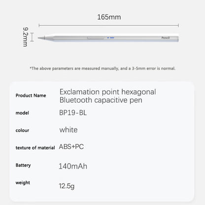 BP19-BL Type-C Universal Magnetic Hexagon Bluetooth Stylus Pen(White) - Stylus Pen by PMC Jewellery | Online Shopping South Africa | PMC Jewellery