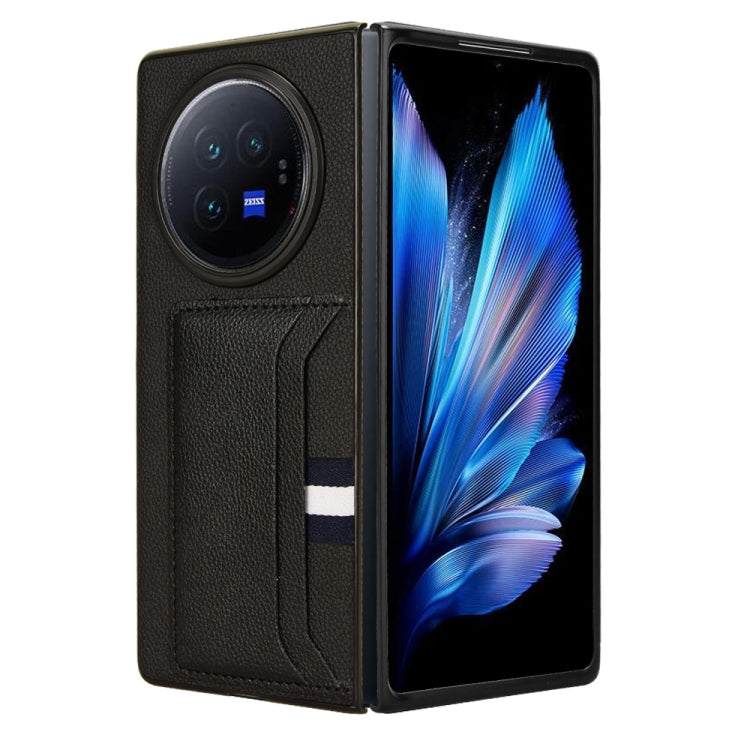 For vivo X Fold3 Litchi Texture Card Slots Back Cover Phone Case(Black) - vivo Cases by PMC TechLife | Online Shopping South Africa | PMC TechLife | Buy Now Pay Later Mobicred