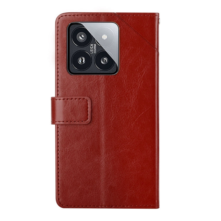 For Xiaomi 14 Y-shaped Pattern Flip Leather Phone Case(Brown) - free shipping - PMC TechLife - Order now!