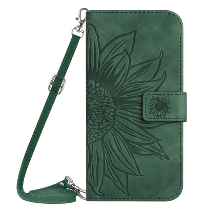 For Xiaomi Poco F5 Skin Feel Sun Flower Embossed Flip Leather Phone Case with Lanyard(Green) - Xiaomi Cases by PMC Jewellery | Online Shopping South Africa | PMC Jewellery | Buy Now Pay Later Mobicred