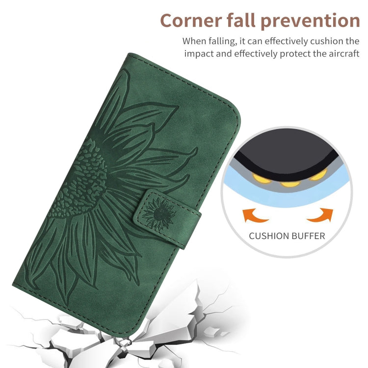 For Xiaomi Poco F5 Skin Feel Sun Flower Embossed Flip Leather Phone Case with Lanyard(Green) - Xiaomi Cases by PMC Jewellery | Online Shopping South Africa | PMC Jewellery | Buy Now Pay Later Mobicred