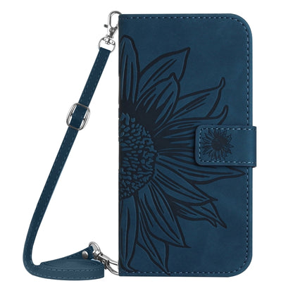 For Xiaomi Poco F5 Pro Skin Feel Sun Flower Embossed Flip Leather Phone Case with Lanyard(Inky Blue) - Xiaomi Cases by PMC Jewellery | Online Shopping South Africa | PMC Jewellery | Buy Now Pay Later Mobicred