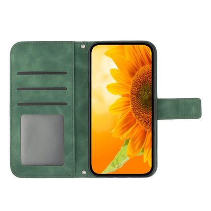 For Xiaomi Poco F5 Pro Skin Feel Sun Flower Embossed Flip Leather Phone Case with Lanyard(Green) - Xiaomi Cases by PMC Jewellery | Online Shopping South Africa | PMC Jewellery | Buy Now Pay Later Mobicred