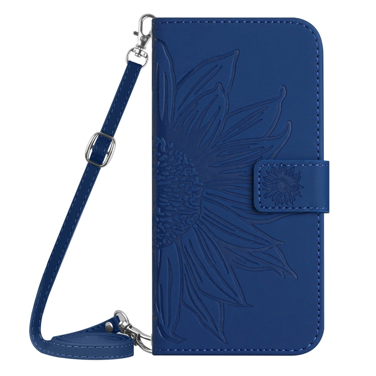 For Xiaomi Poco F5 Pro Skin Feel Sun Flower Embossed Flip Leather Phone Case with Lanyard(Dark Blue) - Xiaomi Cases by PMC Jewellery | Online Shopping South Africa | PMC Jewellery | Buy Now Pay Later Mobicred