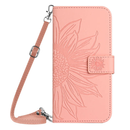 For Xiaomi Poco F5 Pro Skin Feel Sun Flower Embossed Flip Leather Phone Case with Lanyard(Pink) - Xiaomi Cases by PMC Jewellery | Online Shopping South Africa | PMC Jewellery | Buy Now Pay Later Mobicred