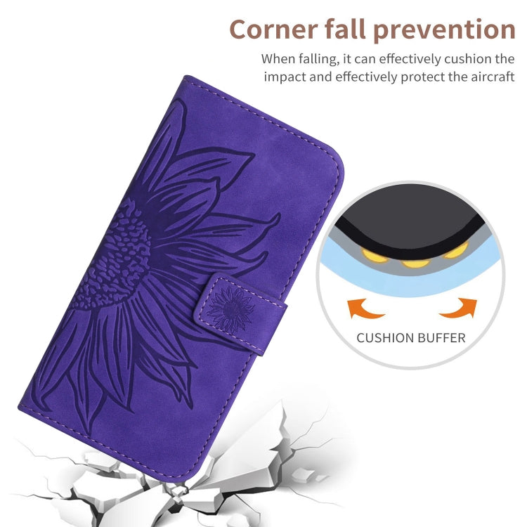 For Xiaomi Redmi Note 12S Skin Feel Sun Flower Embossed Flip Leather Phone Case with Lanyard(Dark Purple) - Xiaomi Cases by PMC Jewellery | Online Shopping South Africa | PMC Jewellery | Buy Now Pay Later Mobicred