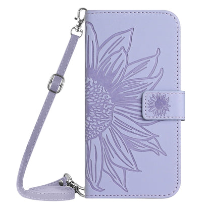 For Xiaomi Redmi 12 5G Skin Feel Sun Flower Embossed Flip Leather Phone Case with Lanyard(Purple) - Xiaomi Cases by PMC Jewellery | Online Shopping South Africa | PMC Jewellery | Buy Now Pay Later Mobicred