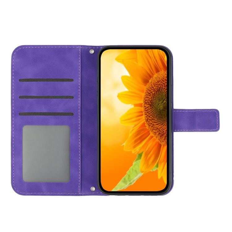 For Xiaomi 14 Pro Skin Feel Sun Flower Embossed Flip Leather Phone Case with Lanyard(Dark Purple) - 14 Pro Cases by PMC Jewellery | Online Shopping South Africa | PMC Jewellery | Buy Now Pay Later Mobicred