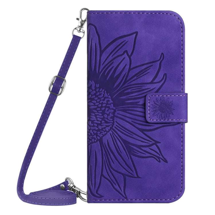 For Xiaomi Redmi Note 13 Pro 4G Global Skin Feel Sun Flower Embossed Flip Leather Phone Case with Lanyard(Dark Purple) - Note 13 Pro Cases by PMC Jewellery | Online Shopping South Africa | PMC Jewellery | Buy Now Pay Later Mobicred