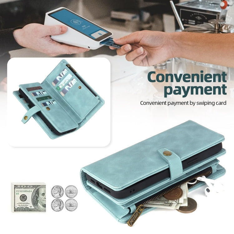 For Samsung Galaxy A12 5G Zipper Wallet Detachable MagSafe Leather Phone Case(Blue) - Galaxy Phone Cases by PMC TechLife | Online Shopping South Africa | PMC TechLife