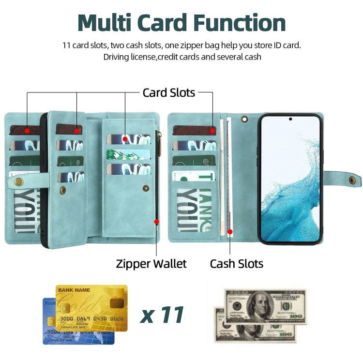 For Samsung Galaxy A33 5G Zipper Wallet Detachable MagSafe Leather Phone Case(Blue) - Galaxy Phone Cases by PMC TechLife | Online Shopping South Africa | PMC TechLife