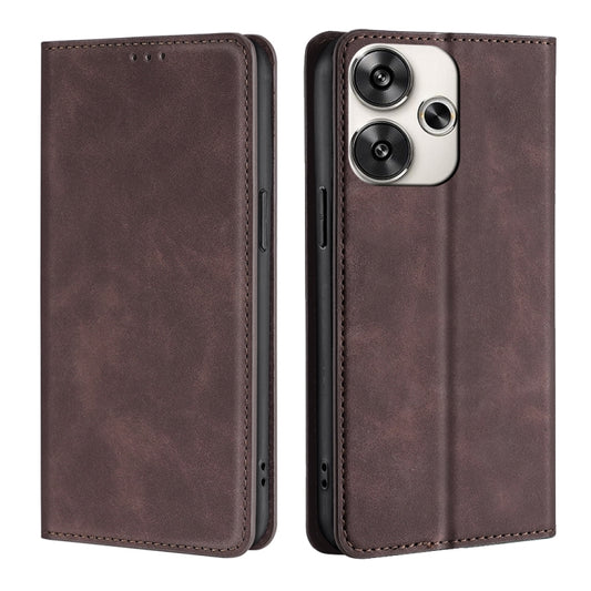 For Xiaomi Redmi Turbo 3 5G Skin Feel Magnetic Leather Phone Case(Dark Brown) - 13 Ultra Cases by PMC Jewellery | Online Shopping South Africa | PMC Jewellery | Buy Now Pay Later Mobicred