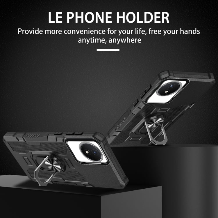 For vivo Y02 Ring Holder Armor Hybrid Phone Case(Black) - vivo Cases by PMC TechLife | Online Shopping South Africa | PMC TechLife | Buy Now Pay Later Mobicred