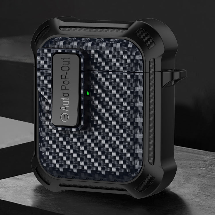 For AirPods 2 / 1 Alpha Carbon Fiber Wireless Bluetooth Earphone Protective Case(Royal Blue) - For AirPods 1/2 by PMC Jewellery | Online Shopping South Africa | PMC Jewellery | Buy Now Pay Later Mobicred