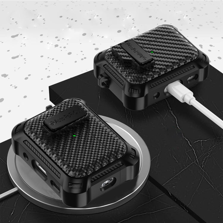 For AirPods 2 / 1 Alpha Carbon Fiber Wireless Bluetooth Earphone Protective Case(Black) - For AirPods 1/2 by PMC Jewellery | Online Shopping South Africa | PMC Jewellery | Buy Now Pay Later Mobicred