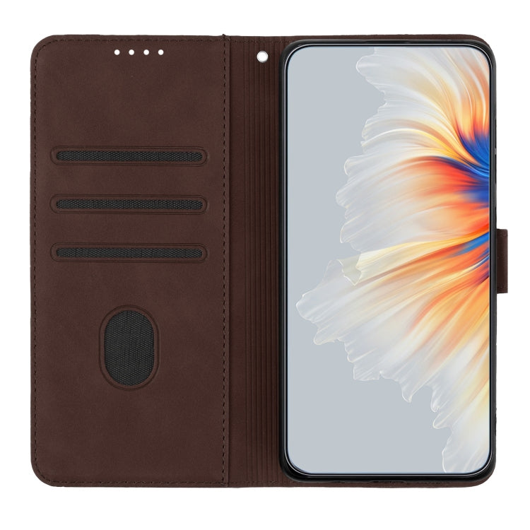 For Xiaomi 14 Pro Heart Pattern Skin Feel Leather Phone Case(Brown) - 14 Pro Cases by PMC TechLife | Online Shopping South Africa | PMC TechLife | Buy Now Pay Later Mobicred