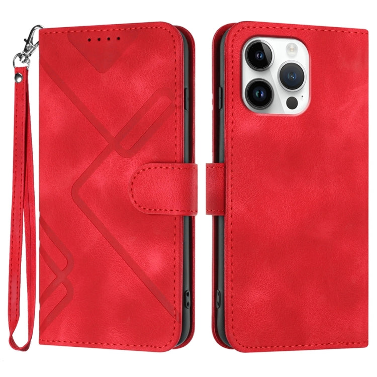 For iPhone 16 Pro Max Line Pattern Skin Feel Leather Phone Case(Red) - iPhone 16 Pro Max Cases by PMC TechLife | Online Shopping South Africa | PMC TechLife | Buy Now Pay Later Mobicred