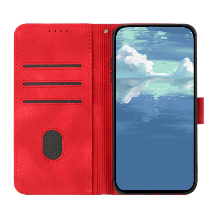 For iPhone 16 Pro Max Line Pattern Skin Feel Leather Phone Case(Red) - iPhone 16 Pro Max Cases by PMC TechLife | Online Shopping South Africa | PMC TechLife | Buy Now Pay Later Mobicred