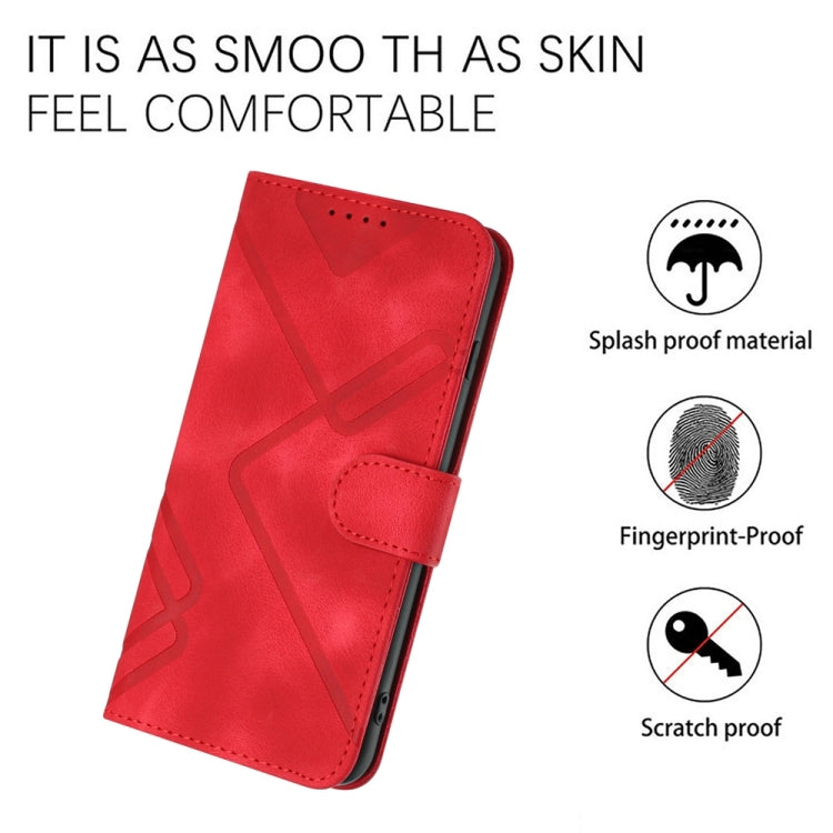 For iPhone 16 Pro Max Line Pattern Skin Feel Leather Phone Case(Red) - iPhone 16 Pro Max Cases by PMC TechLife | Online Shopping South Africa | PMC TechLife | Buy Now Pay Later Mobicred