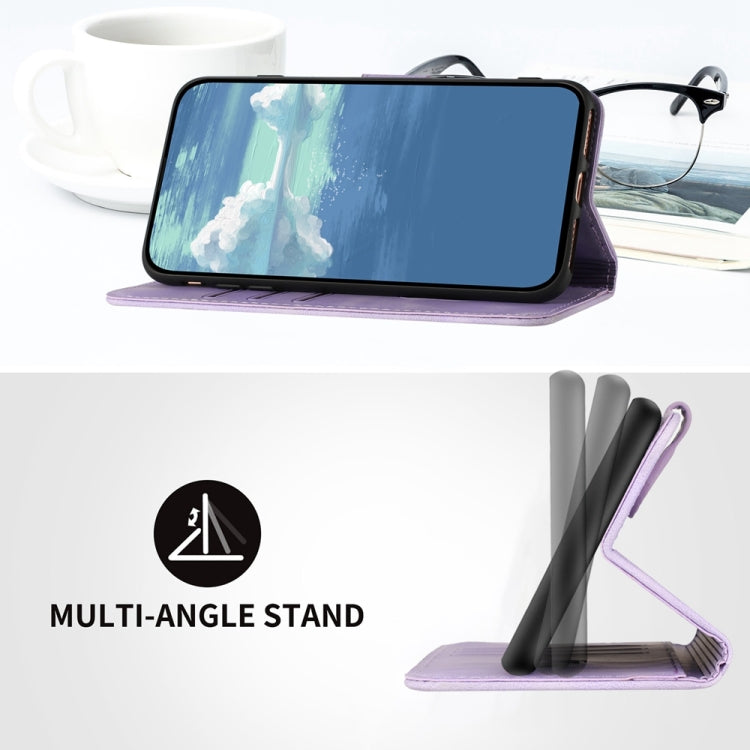 For iPhone 16 Line Pattern Skin Feel Leather Phone Case(Light Purple) - iPhone 16 Cases by PMC TechLife | Online Shopping South Africa | PMC TechLife | Buy Now Pay Later Mobicred