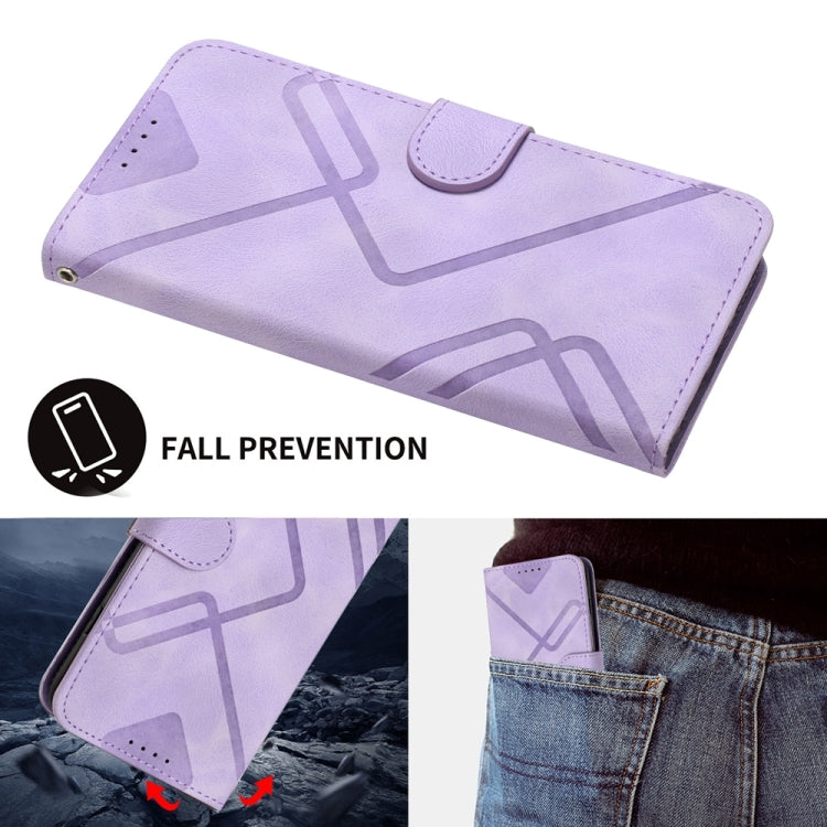 For iPhone 16 Line Pattern Skin Feel Leather Phone Case(Light Purple) - iPhone 16 Cases by PMC TechLife | Online Shopping South Africa | PMC TechLife | Buy Now Pay Later Mobicred