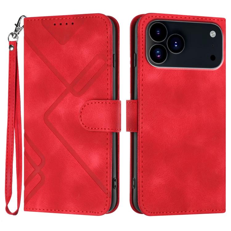 For iPhone 17 Pro Max Line Pattern Skin Feel Leather Phone Case(Red) - free shipping - PMc TechLife - Order now!
