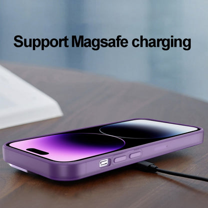 For iPhone 15 Invisible Lens Bracket Matte Transparent MagSafe Phone Case(Purple) - iPhone 15 Cases by PMC Jewellery | Online Shopping South Africa | PMC Jewellery