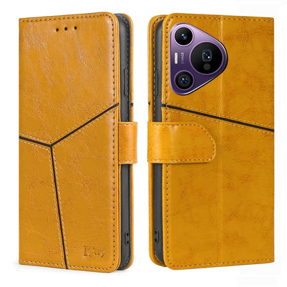 For Huawei Pura 70 Pro / 70 Pro+ 5G Geometric Stitching Leather Phone Case(Yellow) - Huawei Cases by PMC Jewellery | Online Shopping South Africa | PMC Jewellery | Buy Now Pay Later Mobicred